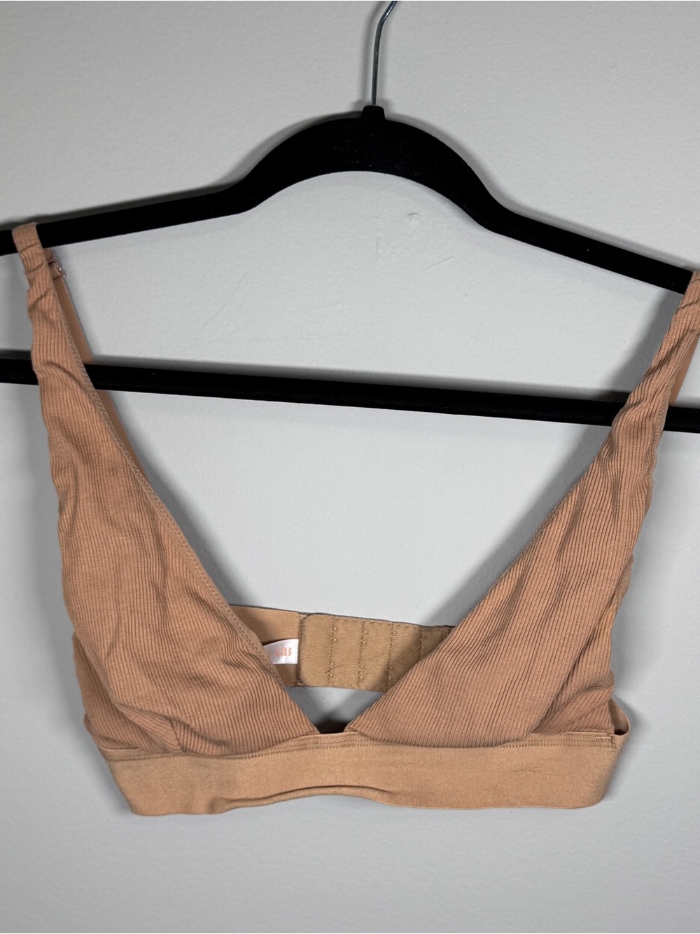 Gianni Bini Ribbed V-Neck Bralette in Tan